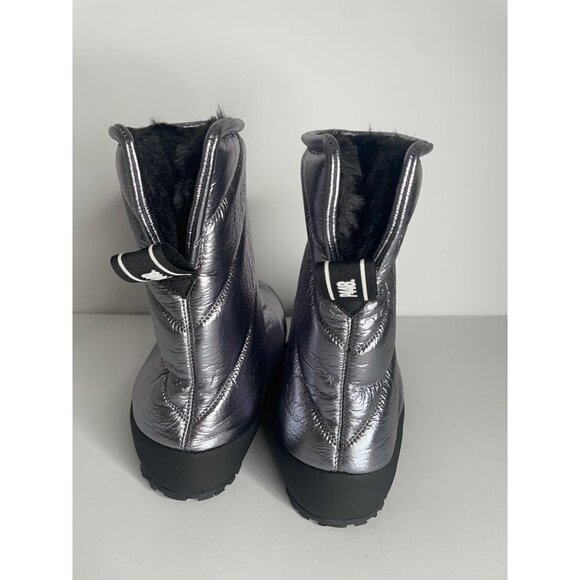 Anthropologie P448 LabyHi Puffer Boots Quilted Ankle Leather Silver 6 6.5 - Picture 5 of 9